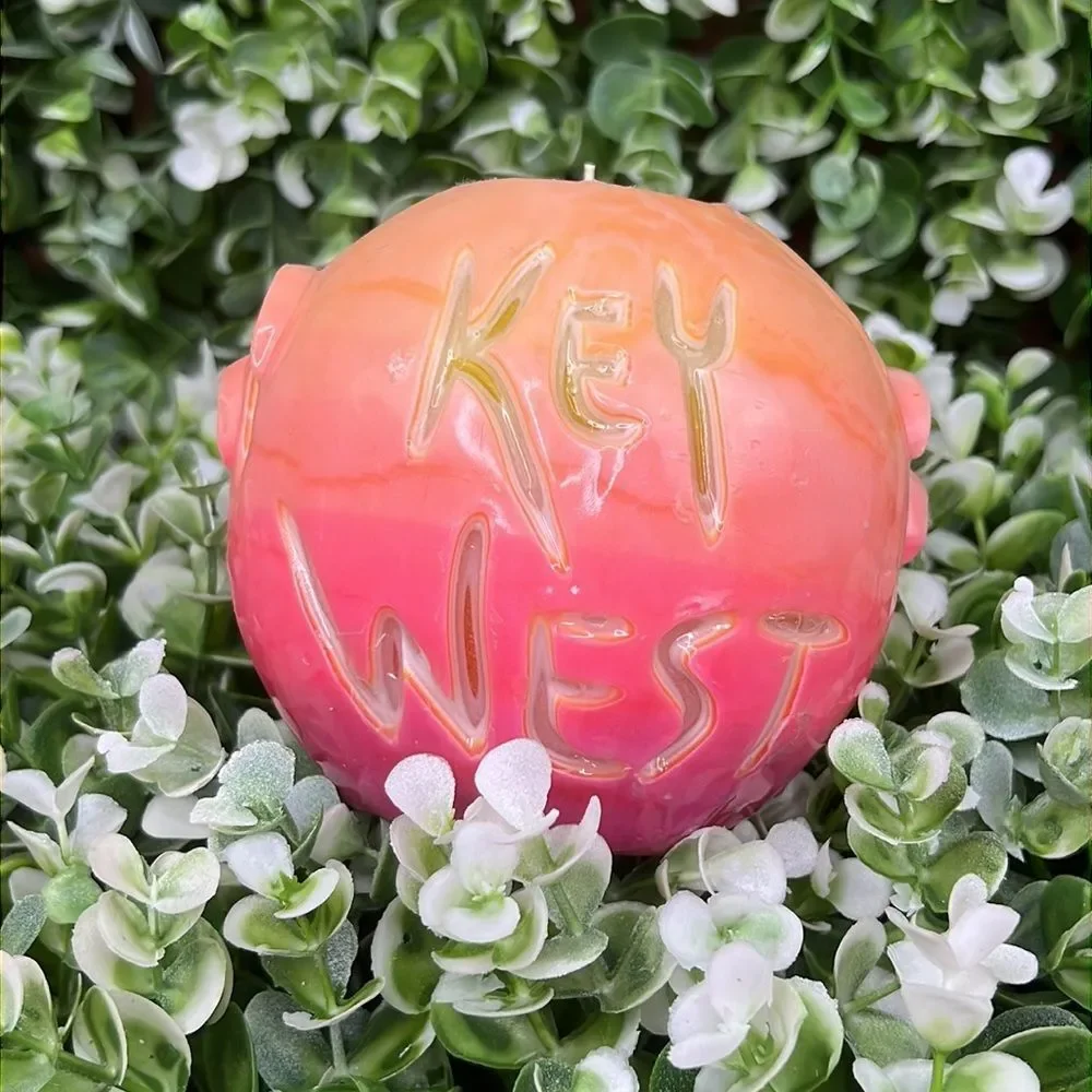 Dolphin Palm Tree Key West Florida Round Colorful Candle Nautical Coastal Decor